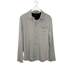 Ted Baker London grey jersey knit button down with pocket - XL UK size 5